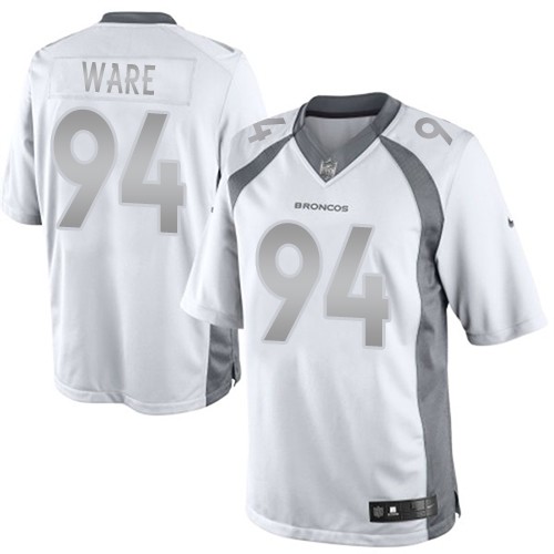 Men's Elite DeMarcus Ware Nike Jersey White - #94 Platinum NFL Denver Broncos